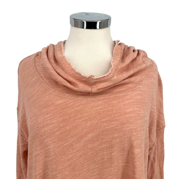 Free People Beach In A Hurry Hoodie Side Slit Pale Peach Pink Pullover One Size - Picture 2 of 12
